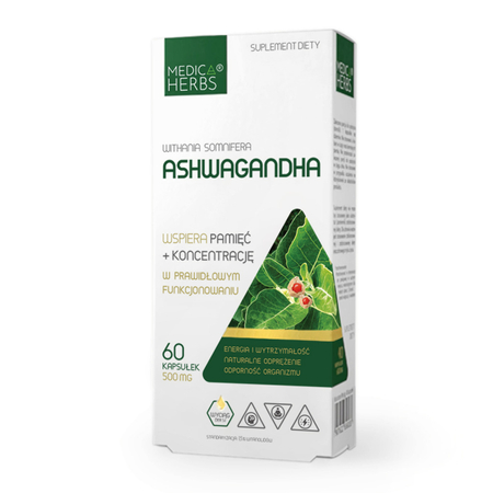 Ashwagandha 500 mg (60 kapsułek) Medica Herbs