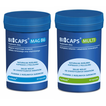 Bicaps Cytrynian magnezu Witamina B6 (60 kaps) + Bicaps Witaminy i minerały (60 kaps)