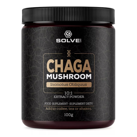 Chaga (Błyskoporek podkorowy) Ekstrakt 10:1 (100 g) Mushroom Powder Solve Labs