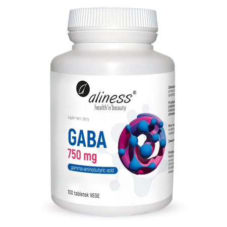 GABA 750 mg (Kwas Gamma-aminomasłowy) 100 tabletek Aliness