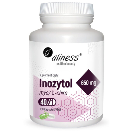 Inozytol myo/D-chiro 40/1 650 mg + B6  (100 kaps) Aliness