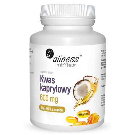 Kwas Kaprylowy 600 mg Olej MCT z kokosa (90 kaps) Aliness