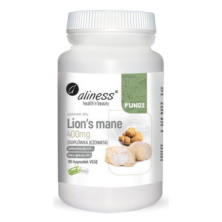 Lion's mane 400 mg Soplówka jeżowata Koncentracja (90 kaps) Aliness