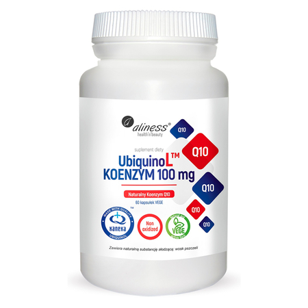 Naturalny Koenzym Q10 UbiquinoL Ubichunol 100 mg (60 kaps) Aliness