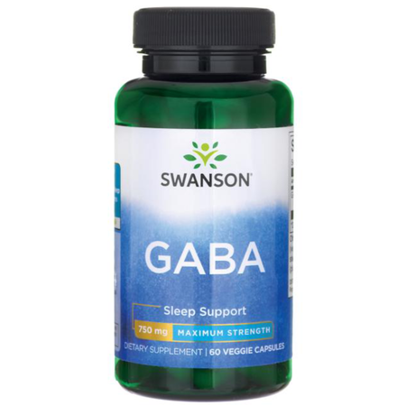 Swanson GABA Forte 750 mg Kwas Gamma Aminomasłowy 60 kapsułek